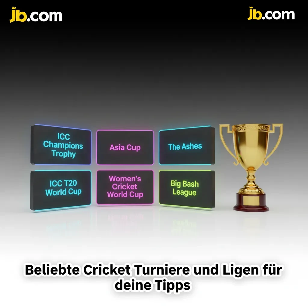 Banner zeigt ICC World Cup, T20 World Cup, The Ashes, IPL, BBL, PSL und Wettmärkte wie Matchsieger, Over/Under, Livewetten
