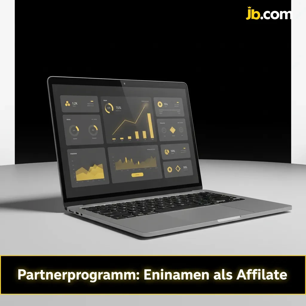 Partnerprogramm: Dashboard mit Echtzeit-Tracking, Umsatzbeteiligung und Icons für Sportwetten, eSports und Casino, Support