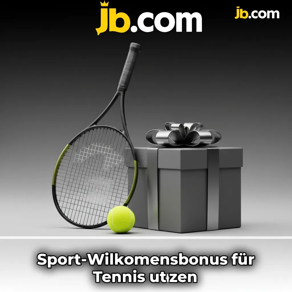 Banner zum Sport-Willkommensbonus für Tennis bei JB Casino: Prozent, Max-Bonus, Mindestquote, Rollover, Frist.