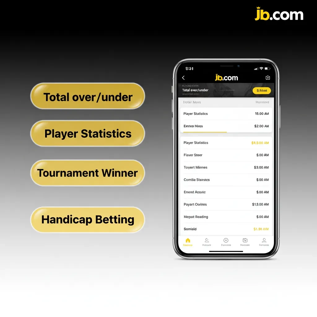 Bildschirm der JB Casino iOS App mit Wettarten: Einzel, Kombi, System, Live, Handicap, Über/Unter, Treble.
