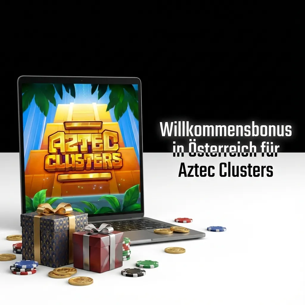 Banner zum Willkommensbonus in Österreich für Aztec Clusters: bis 120% + 20 FB/400 FS, €20 Mindesteinzahlung, 40x Umsatz.